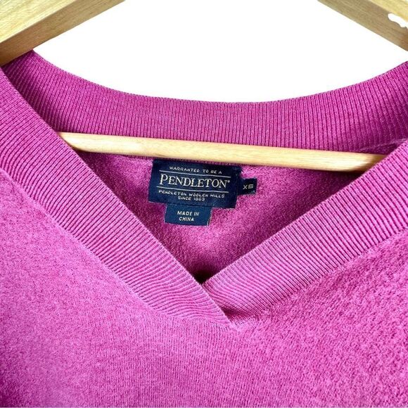 Pendleton Merino Wool Cashmere Like V Neck Sweater Pink XS - Picture 6 of 6